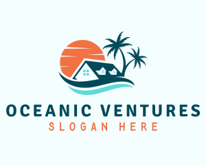 Beach Home Sunset logo design