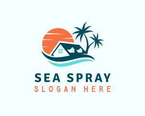 Beach Home Sunset logo design