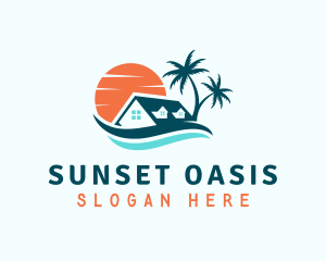 Beach Home Sunset logo design