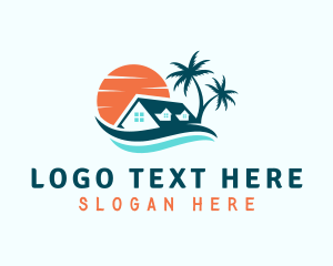 Trees - Beach Home Sunset logo design