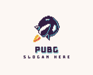 Pixelated Rocket Spaceship Logo