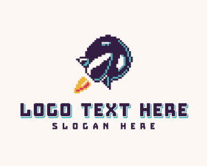 Pixelated Rocket Spaceship Logo