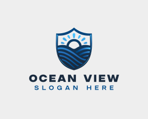 Shield Ocean Sunrise logo design