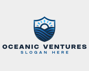 Shield Ocean Sunrise logo design