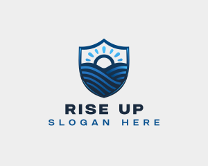 Shield Ocean Sunrise logo design