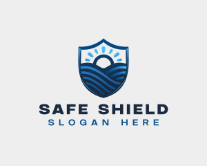 Shield Ocean Sunrise logo design