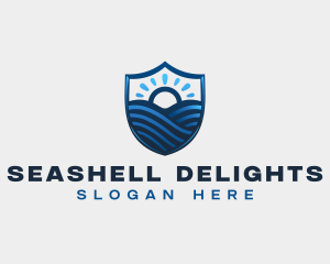 Shield Ocean Sunrise logo design