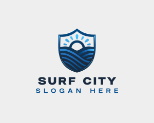 Shield Ocean Sunrise logo design