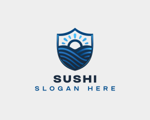 Shield Ocean Sunrise logo design