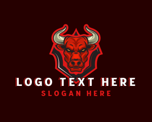 League - Bull Shield Horns logo design