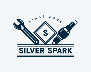 Wrench Spark Plug logo design