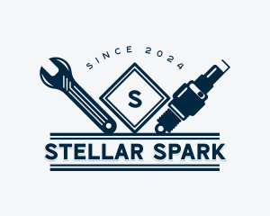 Wrench Spark Plug logo design