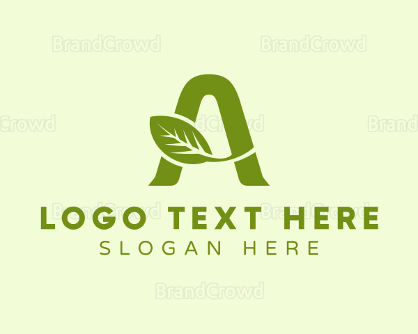 Green Leaf Letter A Logo