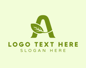 Vegetarian - Green Leaf Letter A logo design
