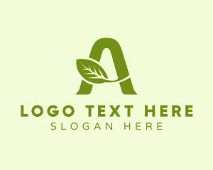 Vegan - Green Leaf Letter A logo design