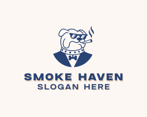 Smoking Bulldog Pet Shop logo design