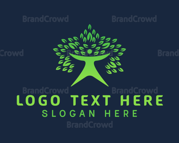 Green Leaf Tree Human Logo