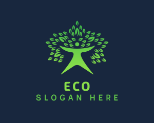 Green Leaf Tree Human Logo