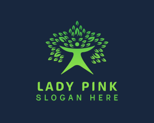 Green Leaf Tree Human Logo