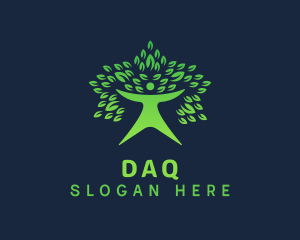 Green Leaf Tree Human Logo