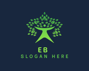 Natural - Green Leaf Tree Human logo design
