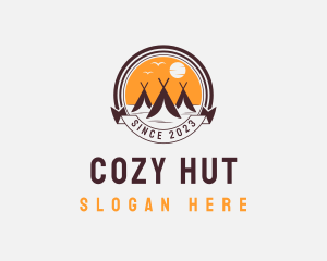 Hut - Outdoor Tent Sunset logo design