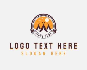 Tent - Outdoor Tent Sunset logo design