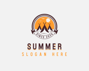 Outdoor Tent Sunset logo design