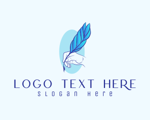 Plumage - Handwriting Quill Feather logo design