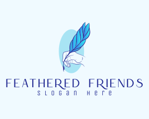 Handwriting Quill Feather logo design