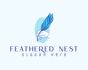 Plumage - Handwriting Quill Feather logo design