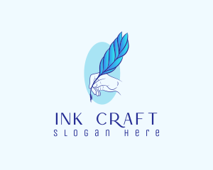 Handwriting Quill Feather logo design