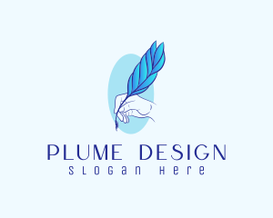 Handwriting Quill Feather logo design