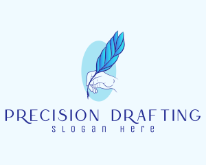 Drafting - Handwriting Quill Feather logo design