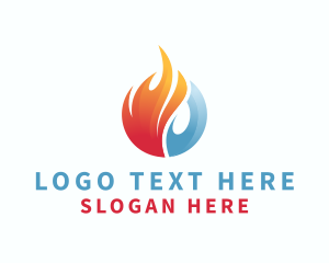 Heating And Cooling - Fire Ice Temperature logo design