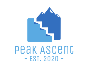 Climb - Mountain Peak Stairs logo design