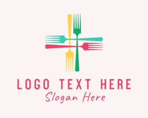 Eat - Meal Fork Cross logo design