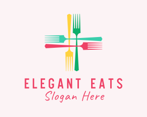 Meal Fork Cross logo design