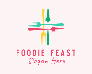 Eating - Meal Fork Cross logo design