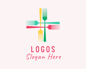 Colorful - Meal Fork Cross logo design