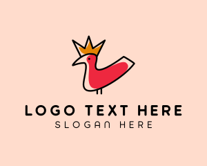 Red - King Bird Doodle logo design