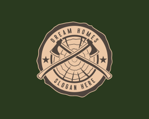 Lumberjack Axe Woodcutting logo design