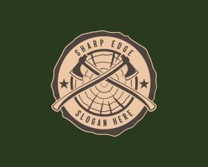 Lumberjack Axe Woodcutting logo design