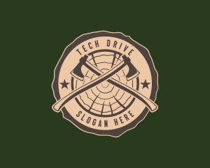 Lumberjack Axe Woodcutting logo design