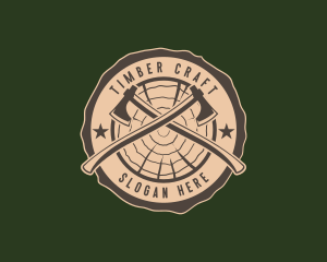 Woodcutting - Lumberjack Axe Woodcutting logo design