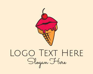 Woman - Lips Ice Cream logo design