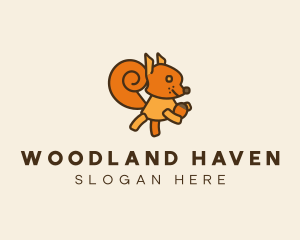 Woodland - Cute Cartoon Squirrel logo design
