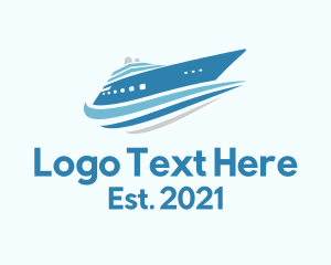 Cruise - Blue Cruise Ship Boat logo design