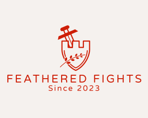 Leaf Shield Sword logo design