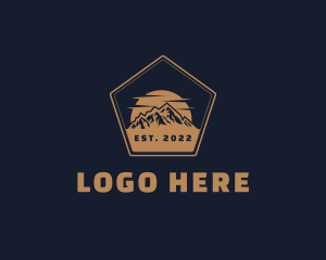 Hiker - Pentagon Travel Mountain logo design